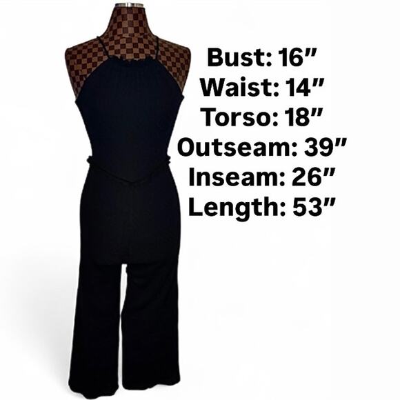 Ali & Jay Black Gauze Jumpsuit S/M Boho Whimsigoth 1-Piece High Neck Wide Leg - Picture 8 of 8